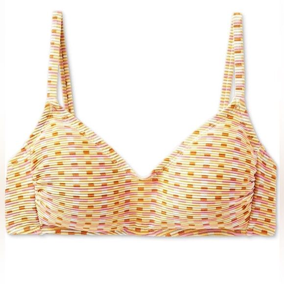 NWOT Kona Sol Lurex Shine Ribbed Textured Bralette Bikini Swim Top, Size M - Picture 1 of 12